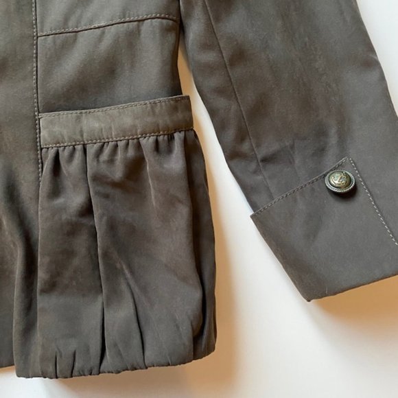 Chocolate Brown High Collared Jacket Blazer Sz L - Picture 3 of 6